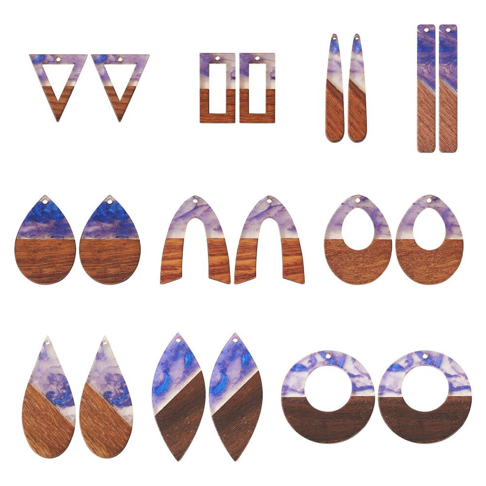 8042 20Pcs Resin Wood Earring Charms Slate Gray Wooden Earring Blanks